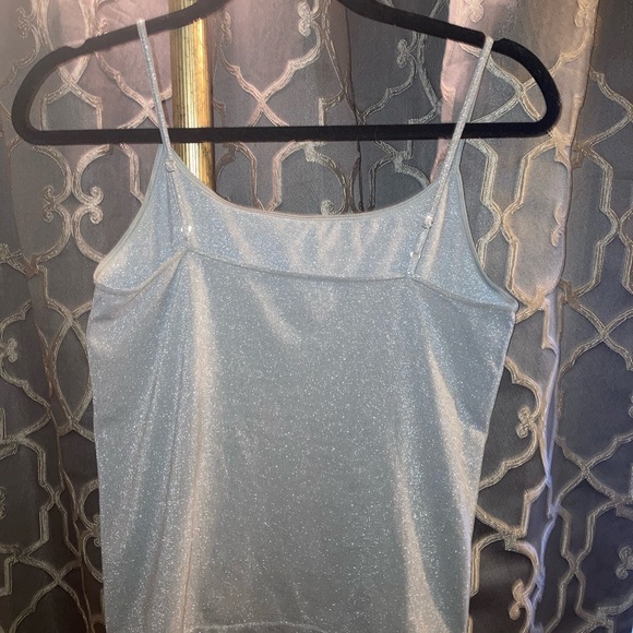 MED Ann Taylor Sparkly Platinum Stretch Tank w/Adjustable Straps 22 1/2”H 15”W - Picture 4 of 11